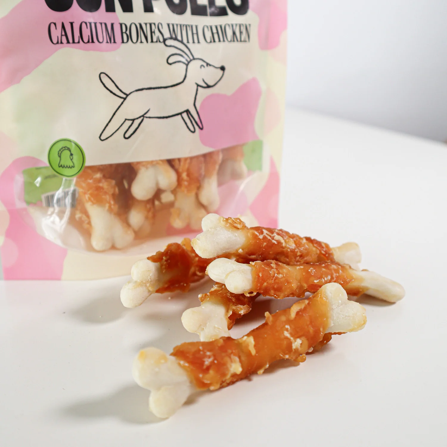 Snack Natural Para Perro Huesitos De Calcio Con Pollo Wuapu 12x100gr - Image 2