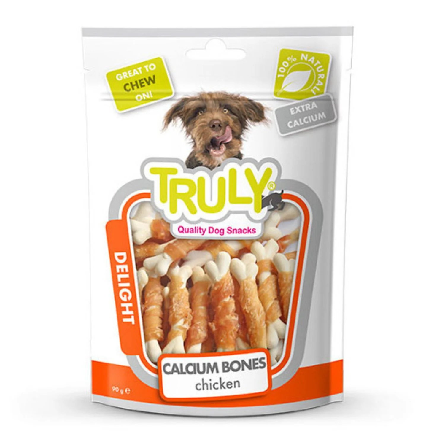 Snack Para Perro Hueso De Calcio Con Pollo Truly 15 Bolsas X 90gr
