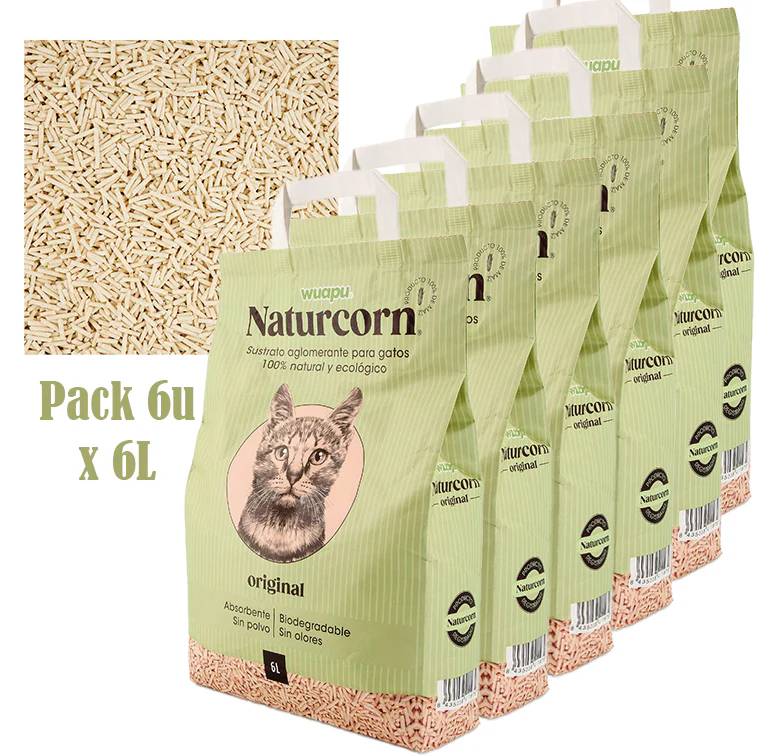 Sustrato Absorbente Wuapu Naturcorn Original En Pelet Biodegradable Para Gato 1 U 6l - Image 2