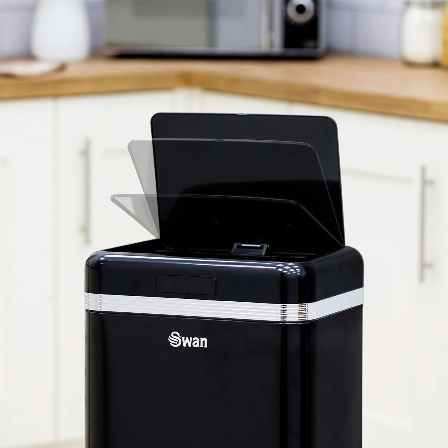 Swan Cubo De Basura Cocina Automático, Sensor De Movimiento, 45l, Metálico, Papelera Reciclaje, Swka4500bneu, Negro - Image 2