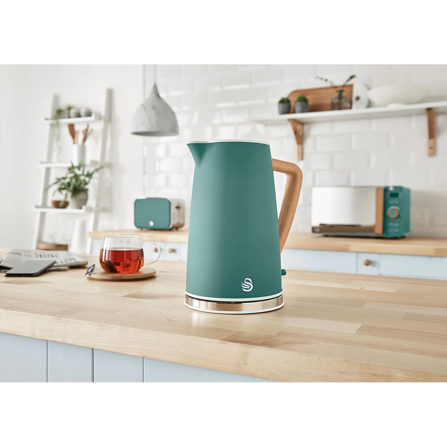 Swan Nordic Set Desayuno, Hervidor Agua 1,7 L, Tostadora Ranura Ancha 4 Rebanadas, Diseño, Stp2091greneu, Verde - Image 3