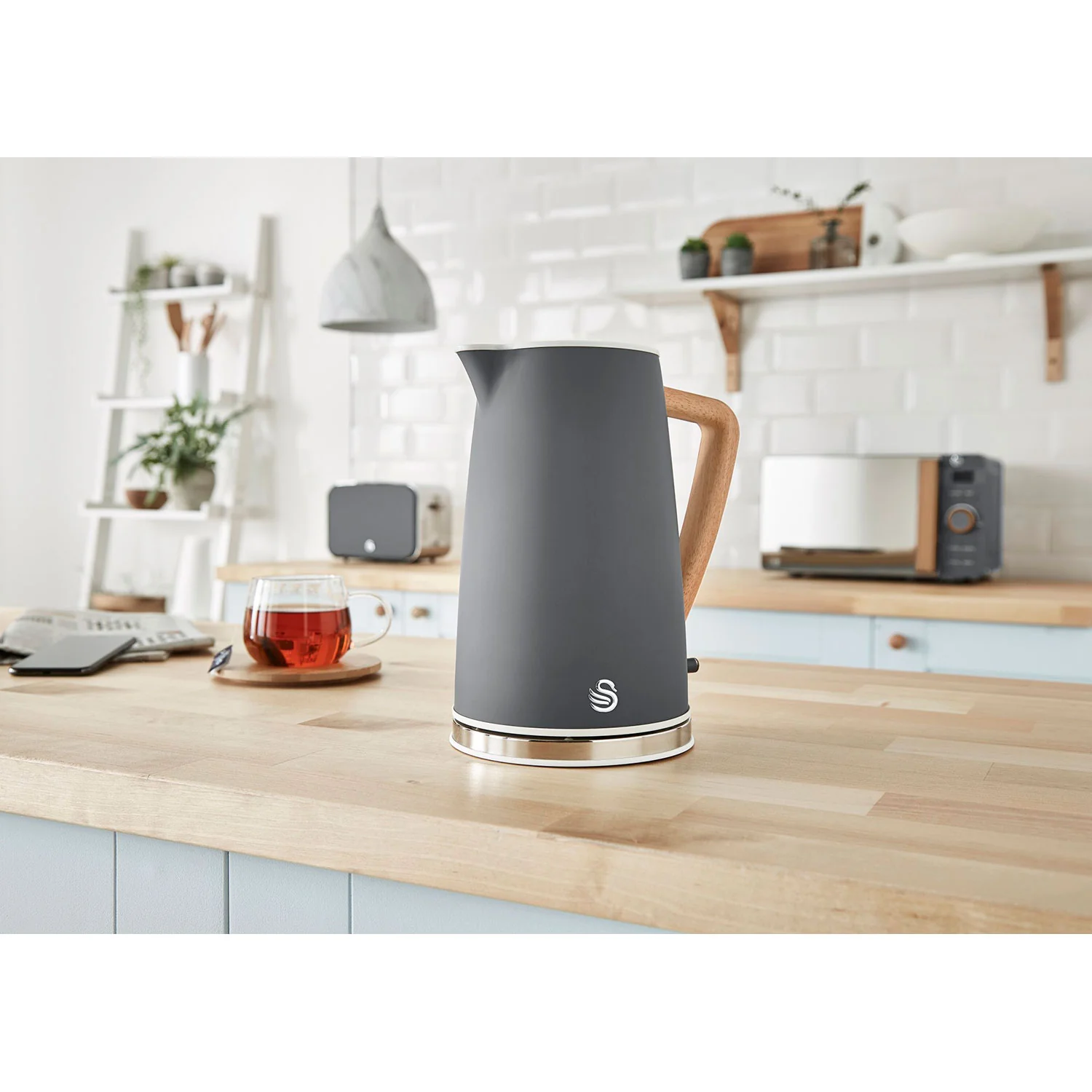 Swan Nordic Set Desayuno, Hervidor Agua 1,7l, Tostadora 2 Rebanadas, Microondas 20l Digital, Strp1060gryneu, Gris - Image 4