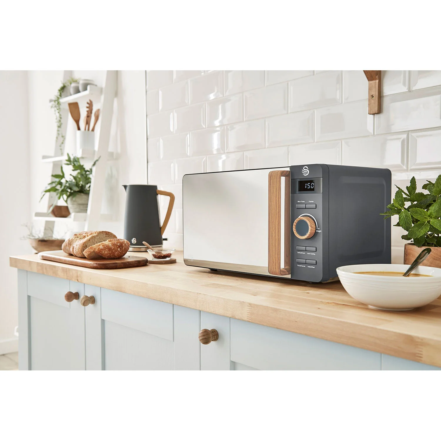 Swan Nordic Set Desayuno, Hervidor Agua 1,7l, Tostadora 2 Rebanadas, Microondas 20l Digital, Strp1060gryneu, Gris - Image 5