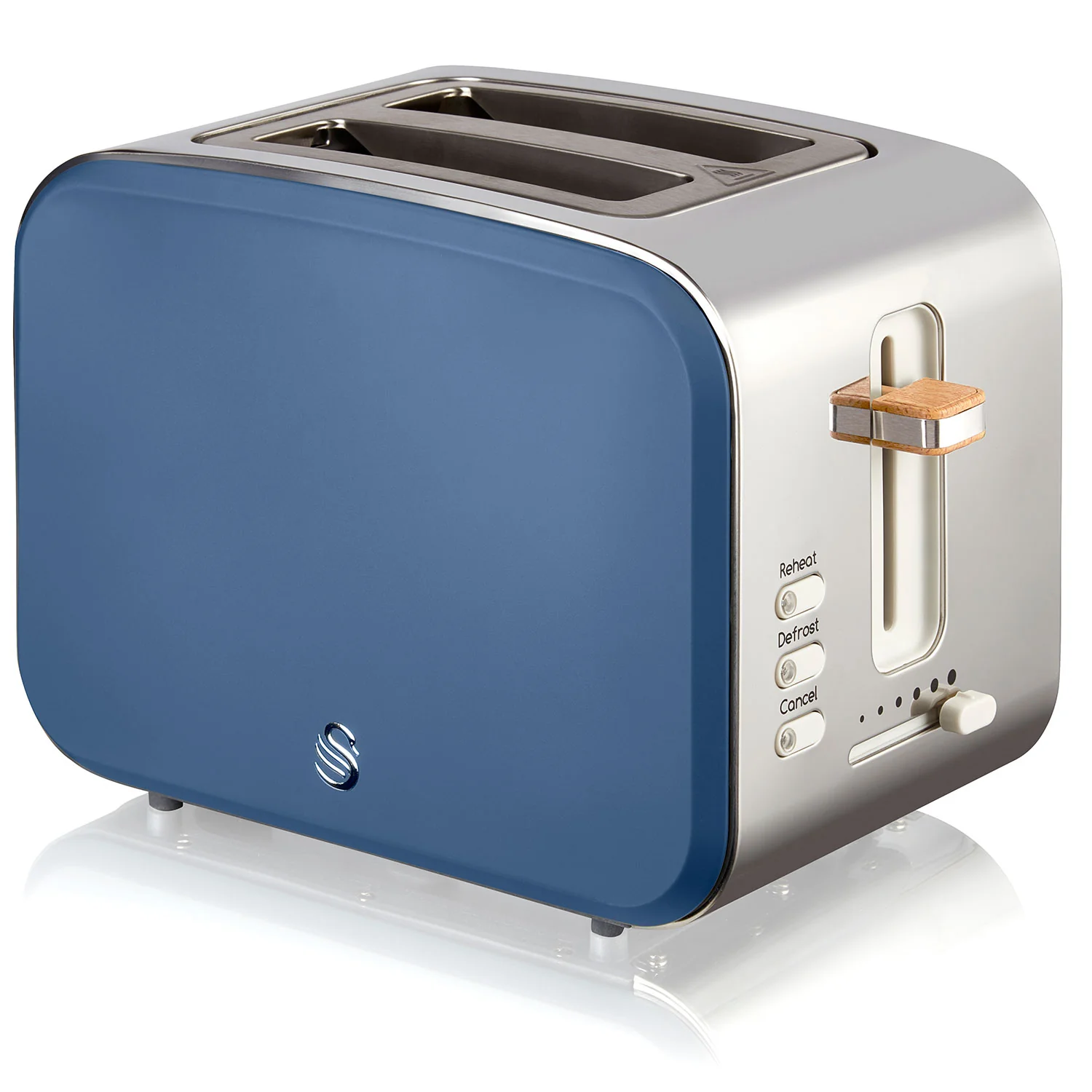 Swan Nordic Tostadora Pan Ranura Ancha 2 Rebanadas, 3 Funciones, 6 Niveles, Diseño Moderno, St14610bluneu, Azul 900w