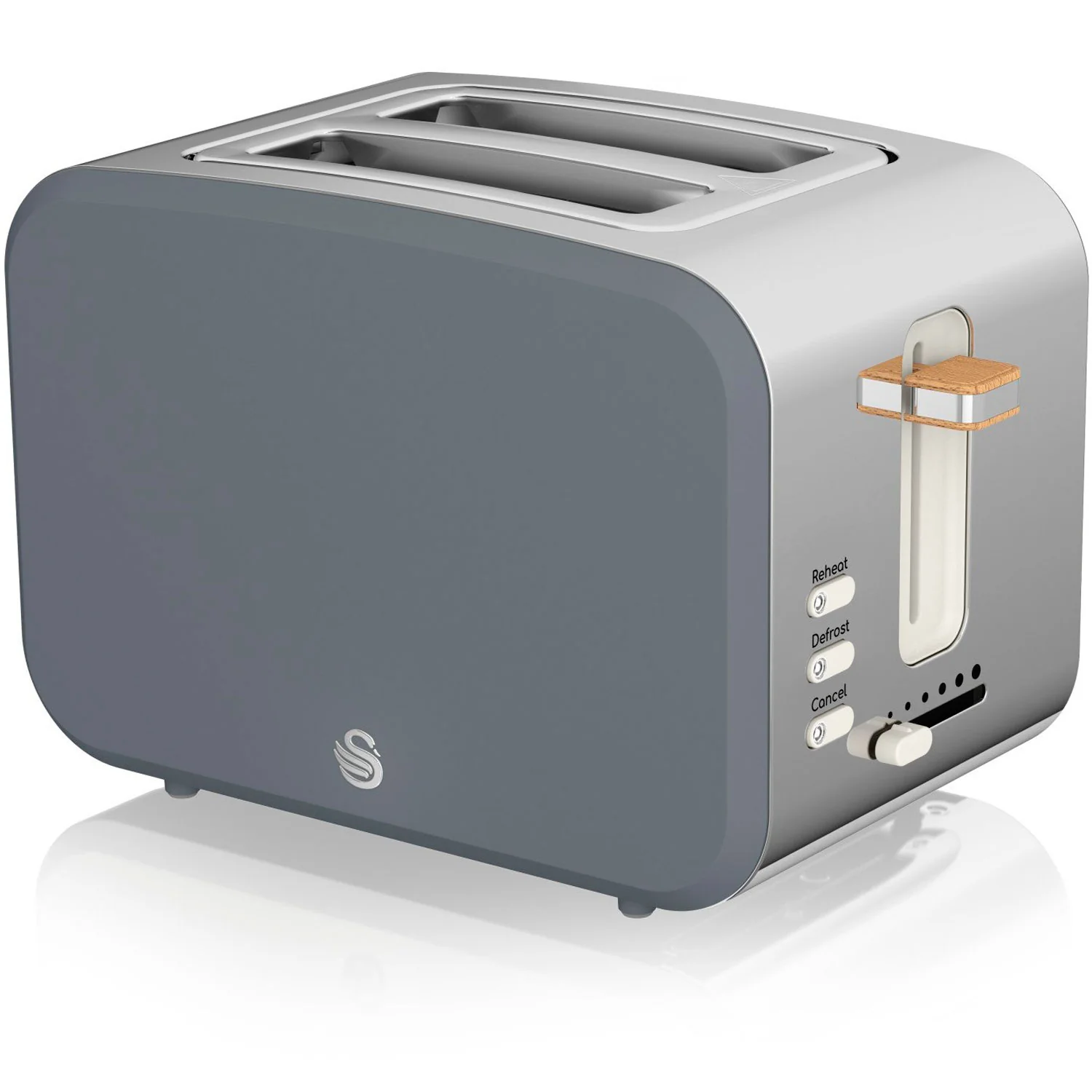 Swan Nordic Tostadora Pan Ranura Ancha 2 Rebanadas, 3 Funciones, 6 Niveles, Diseño Moderno, St14610gryneu, Gris 900w