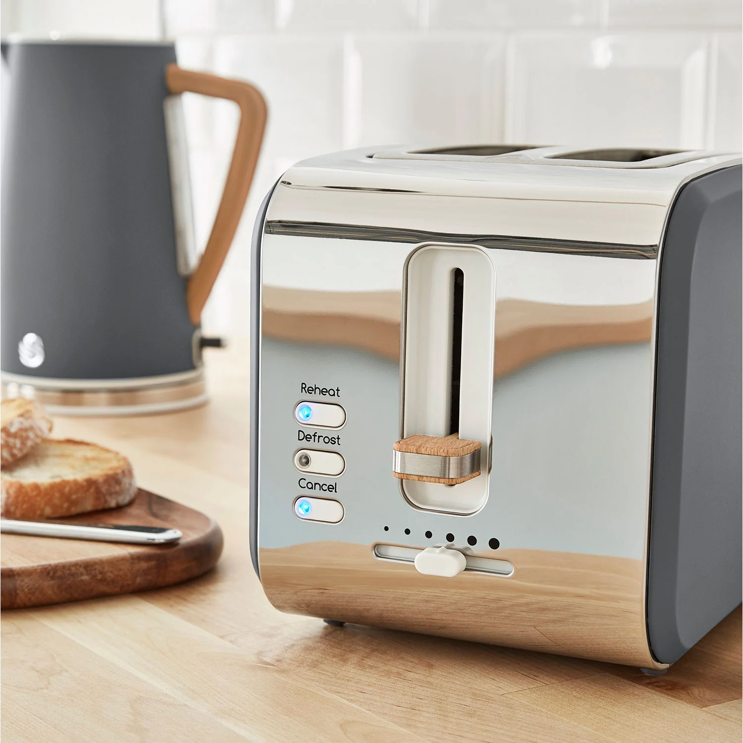 Swan Nordic Tostadora Pan Ranura Ancha 2 Rebanadas, 3 Funciones, 6 Niveles, Diseño Moderno, St14610gryneu, Gris 900w - Image 4