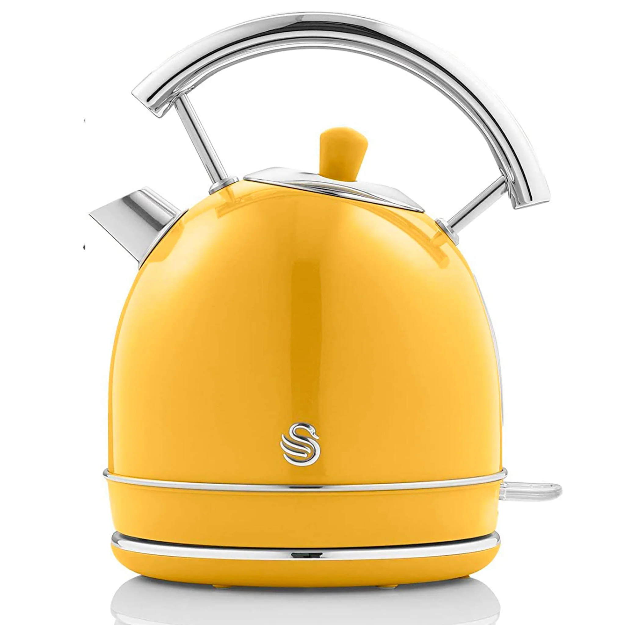 Swan Retro Hervidor Agua Eléctrico, 1,8 L, Resistencia Oculta Acero Inoxidable, Inalámbrico, Sk14630yelneu,amarillo