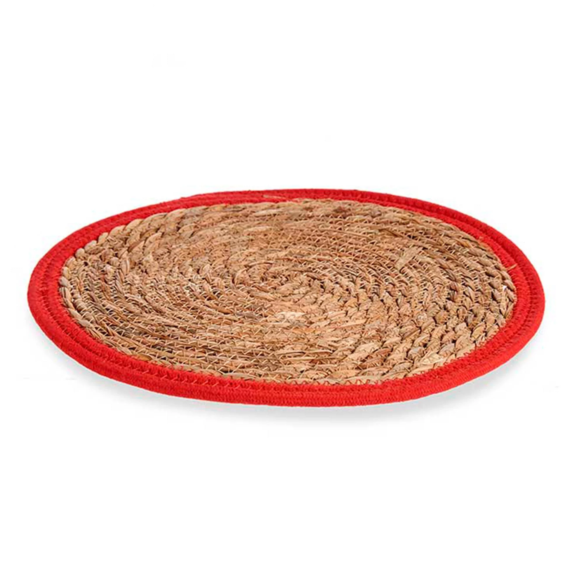 Tapete Natural Borde Rojo 35cm Colección Kinvara