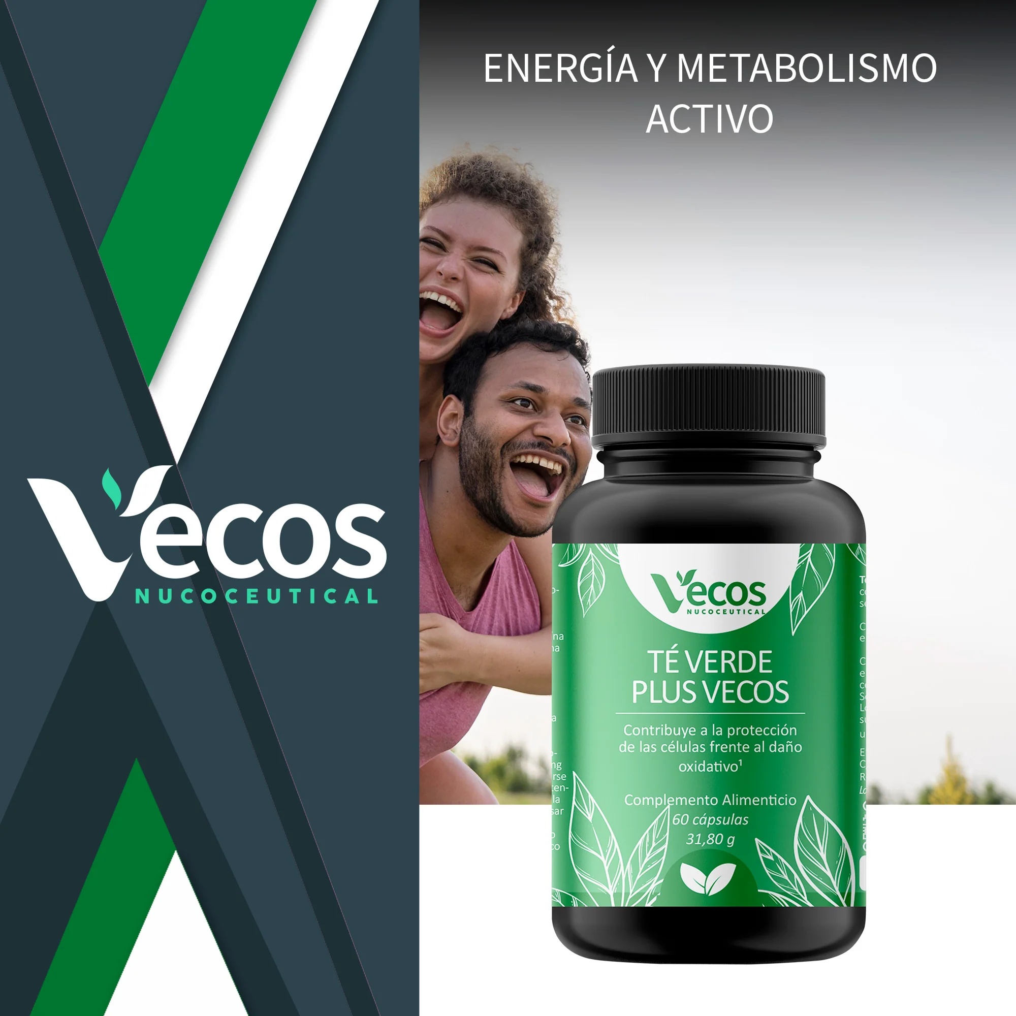 Té Verde Plus Vecos 60 Cápsulas | Control De Peso Y Metabolismo | Con Egcg Y Vitamina C - Image 2