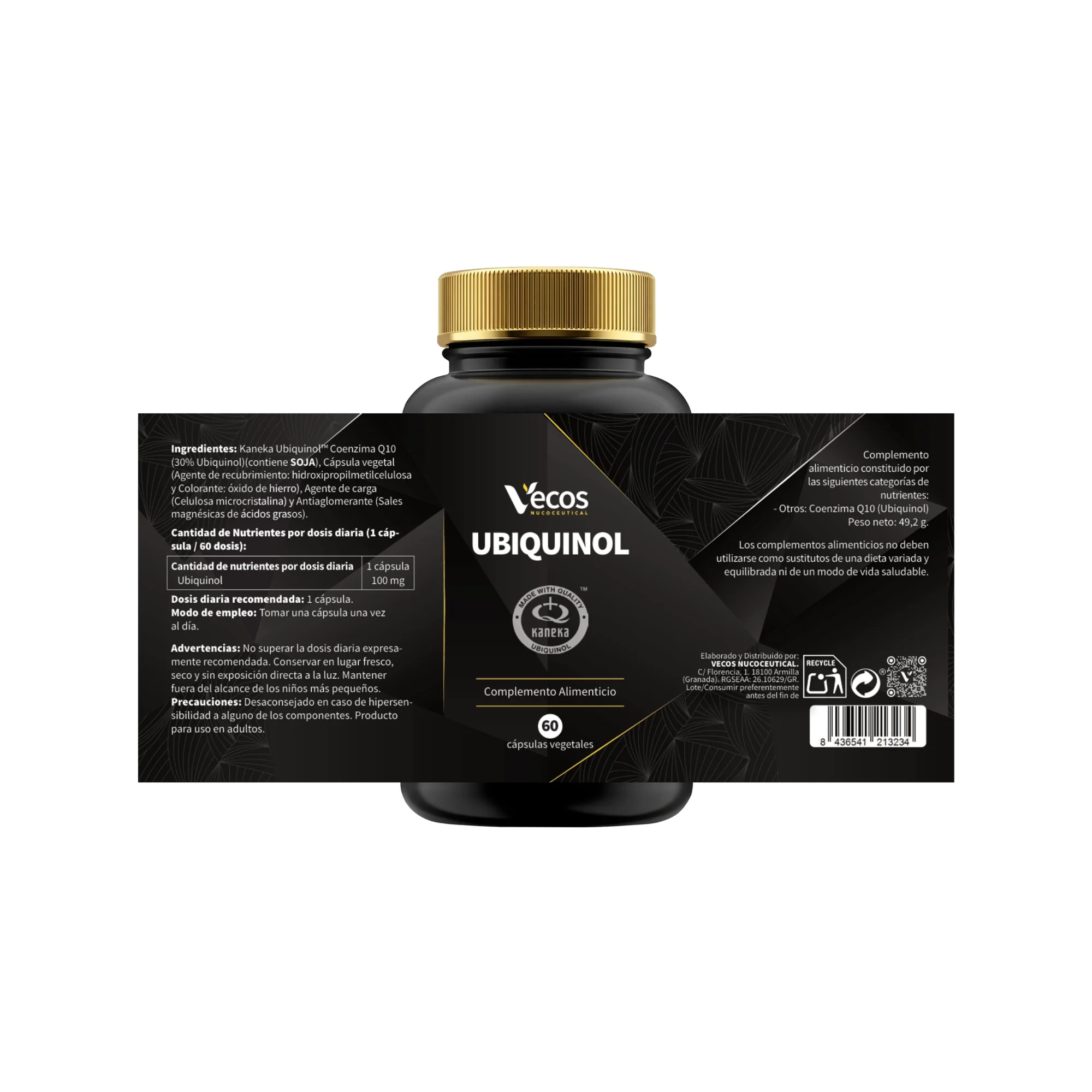Ubiquinol Kaneka Q10 Vecos 60 Cápsulas | Energía Celular Y Salud Cardiovascular | 100 Mg - Image 5