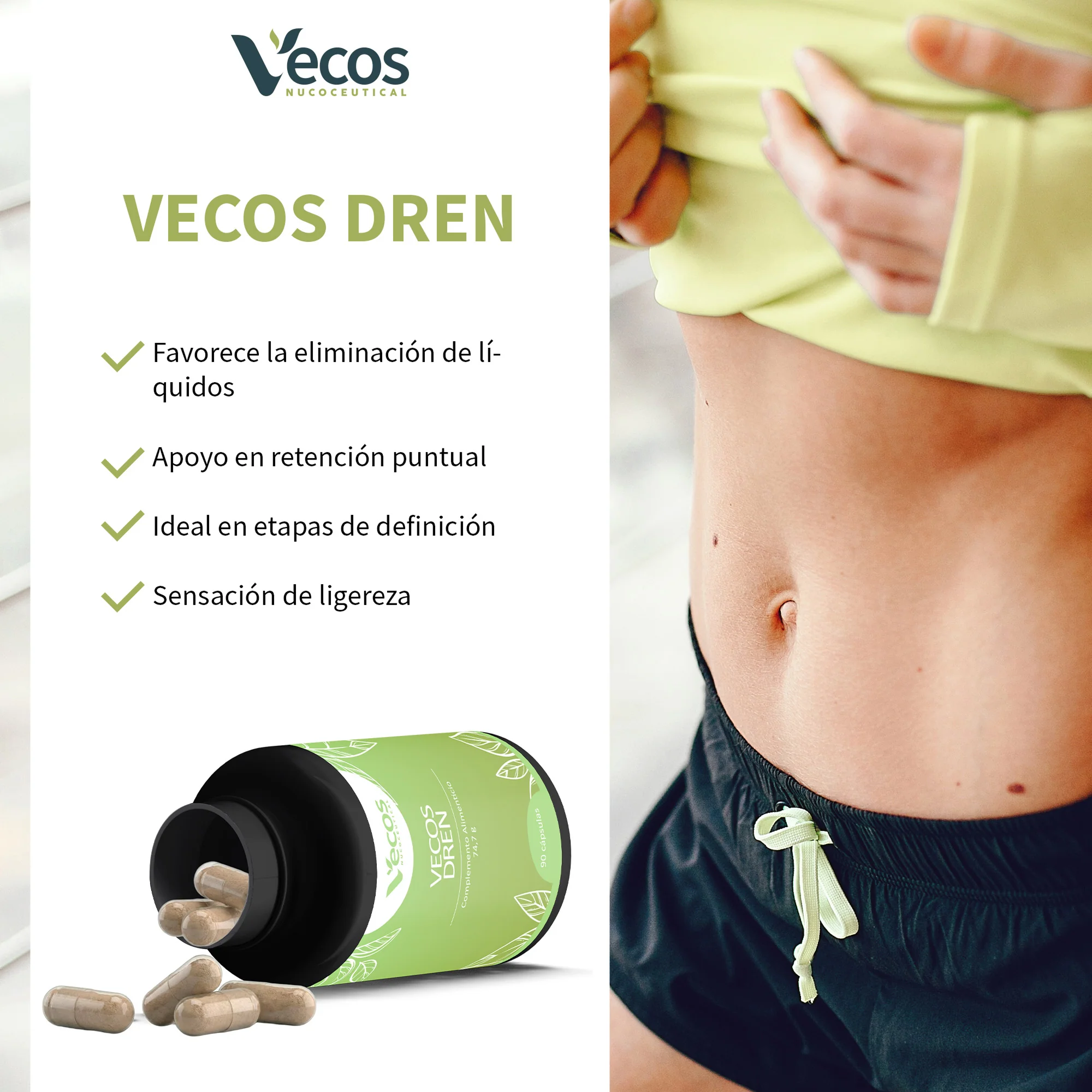 Vecos Dren Vecos 90 Cápsulas | Retención De Líquidos | Extractos Vegetales - Image 4