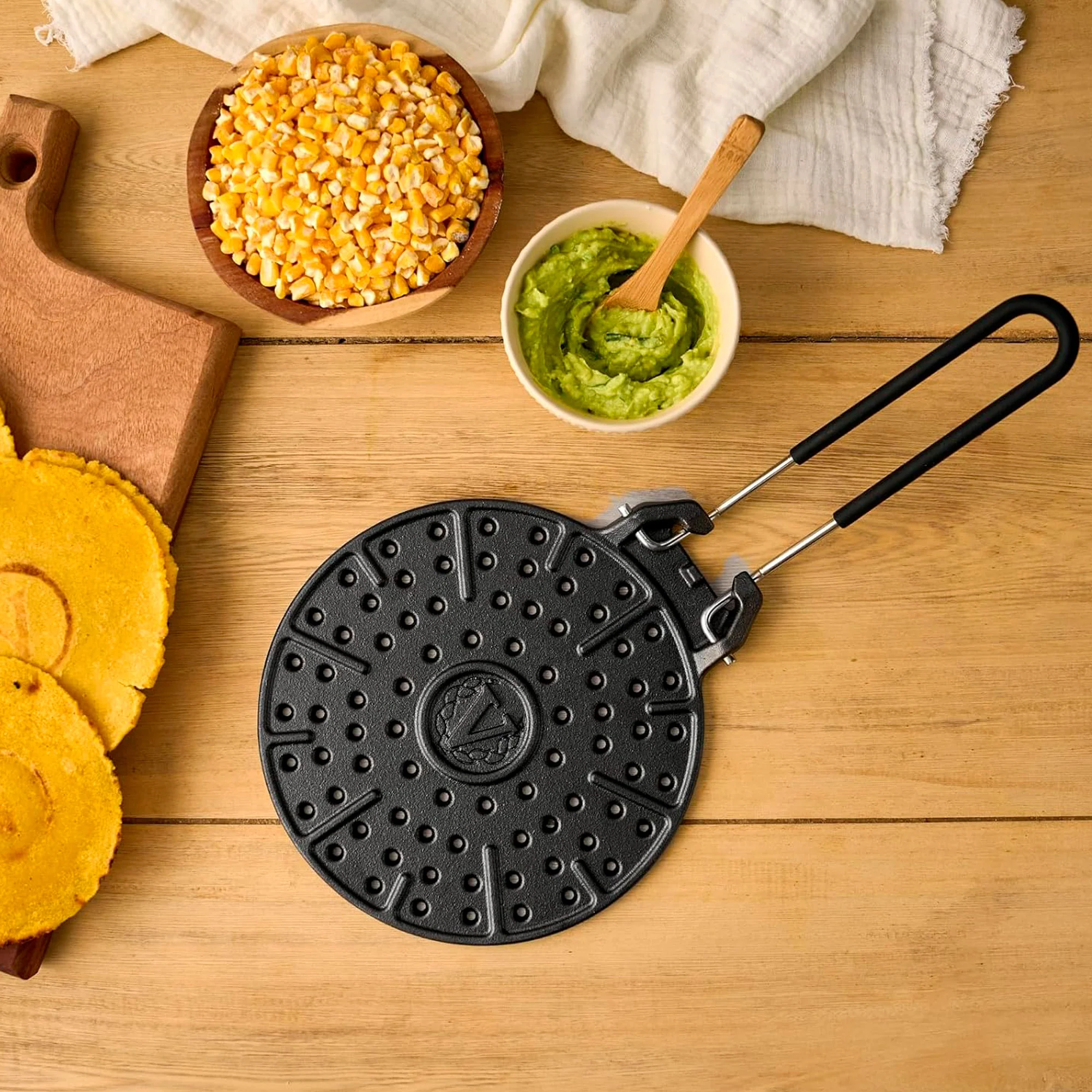 Victoria Parrilla Tostadora Arepas Hierro Fundido Esmaltado 20cm Libre De Pfoa Inducción, Gas, Barbacoa, 39.837, Negro - Image 3