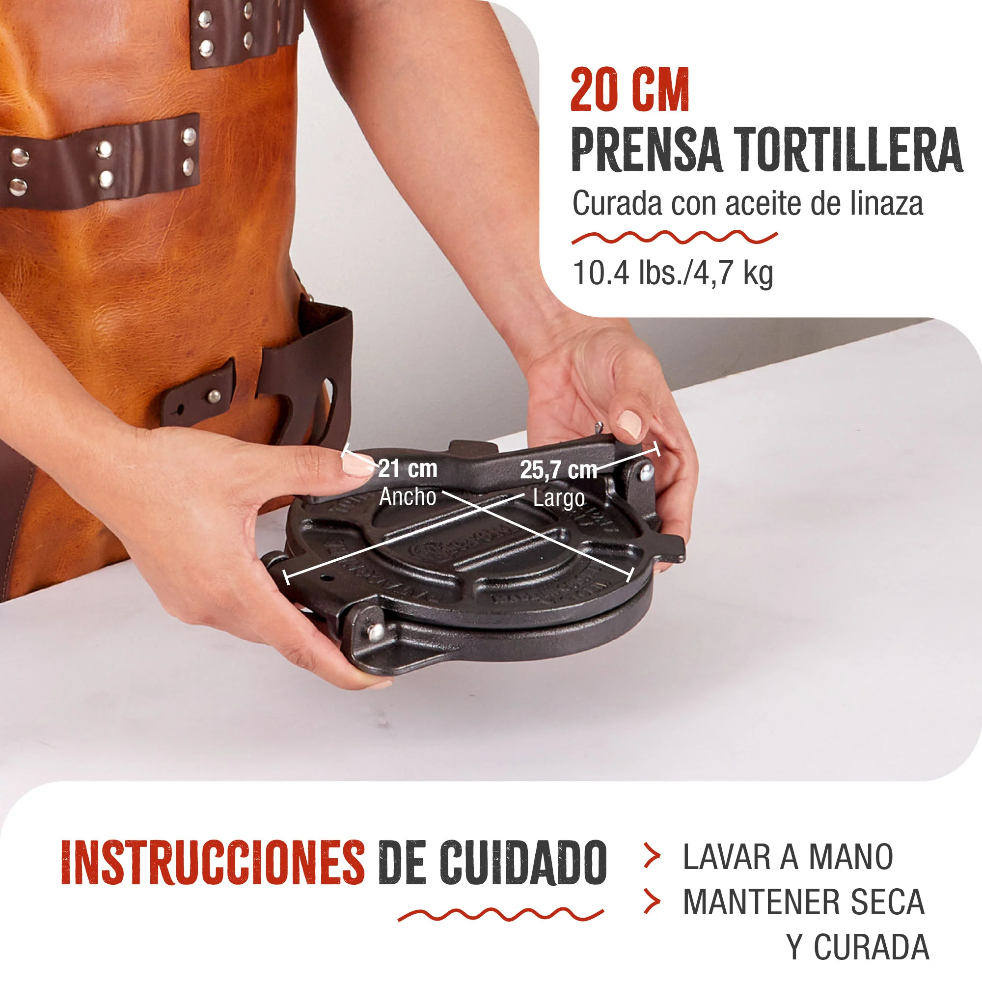 Victoria Prensa Tortillera Para Tortillas Mexicanas Hierro Fundido Curado 20cm, Pataconera Colombiana, 36997, Negro - Image 4