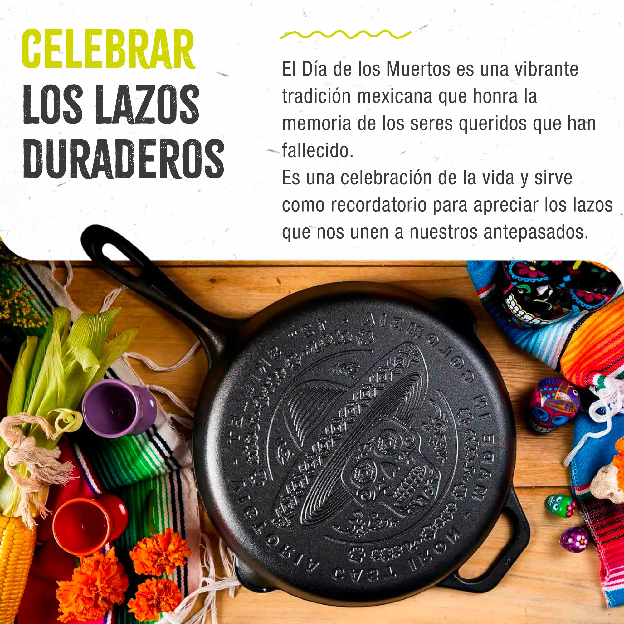 Victoria Sartén Hierro Fundido Curado Diseño Calaca Inducción 30cm Apta Fuego, Horno Cast Iron Skillet, Calaca, Negro - Image 5