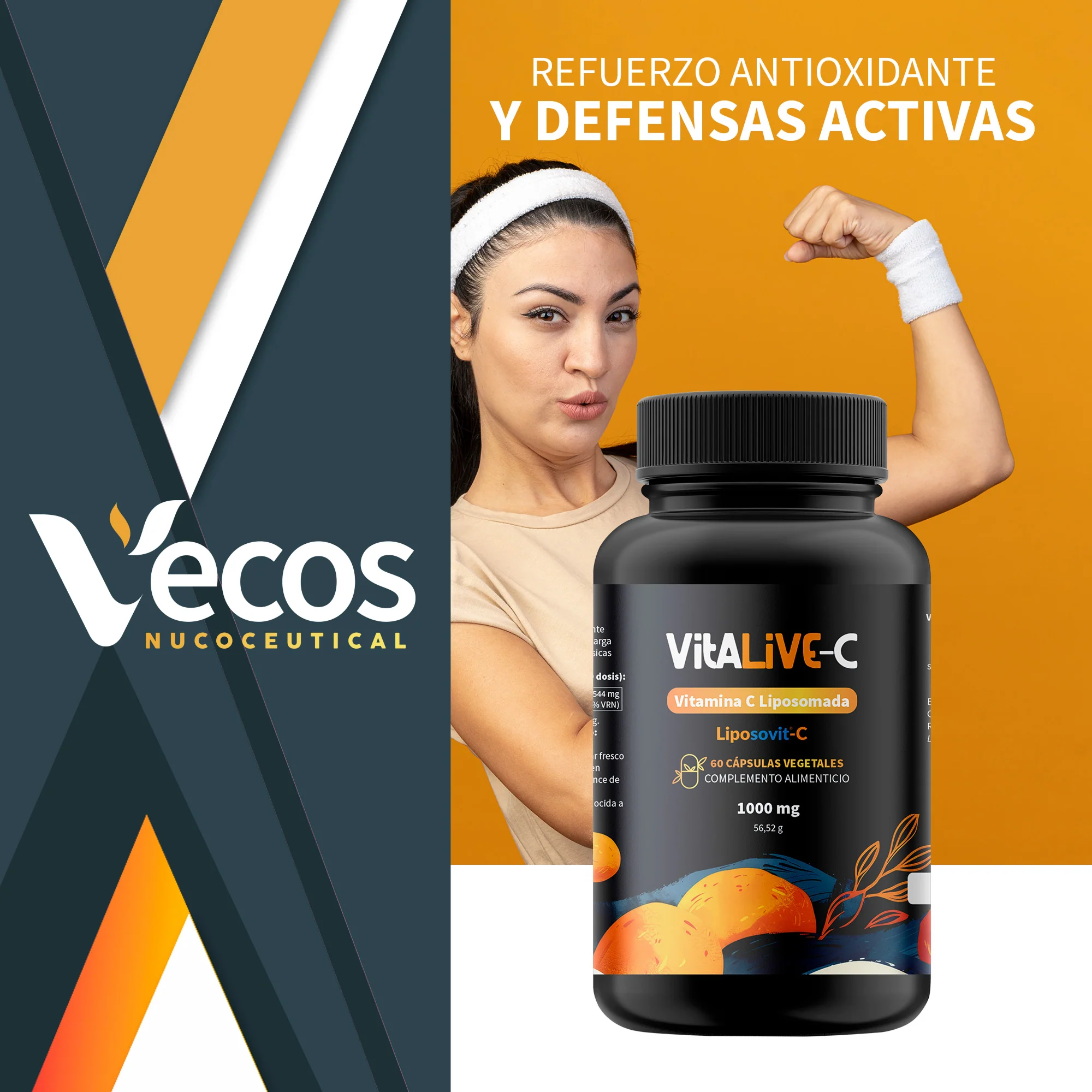 Vitalive-c Vecos 60 Cápsulas | Defensas Y Sistema Inmune | Vitamina C Liposomada 1000 Mg - Image 2