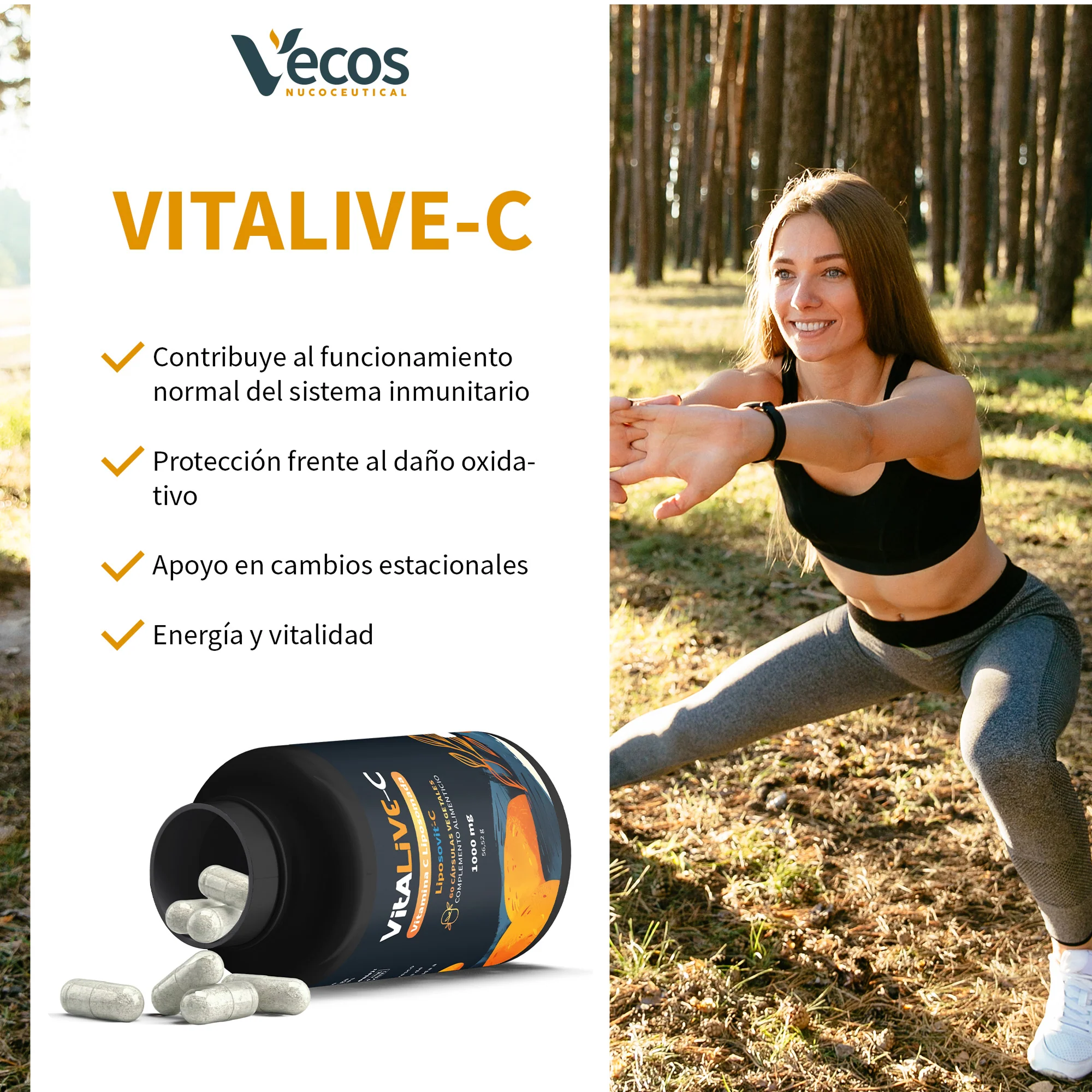 Vitalive-c Vecos 60 Cápsulas | Defensas Y Sistema Inmune | Vitamina C Liposomada 1000 Mg - Image 4