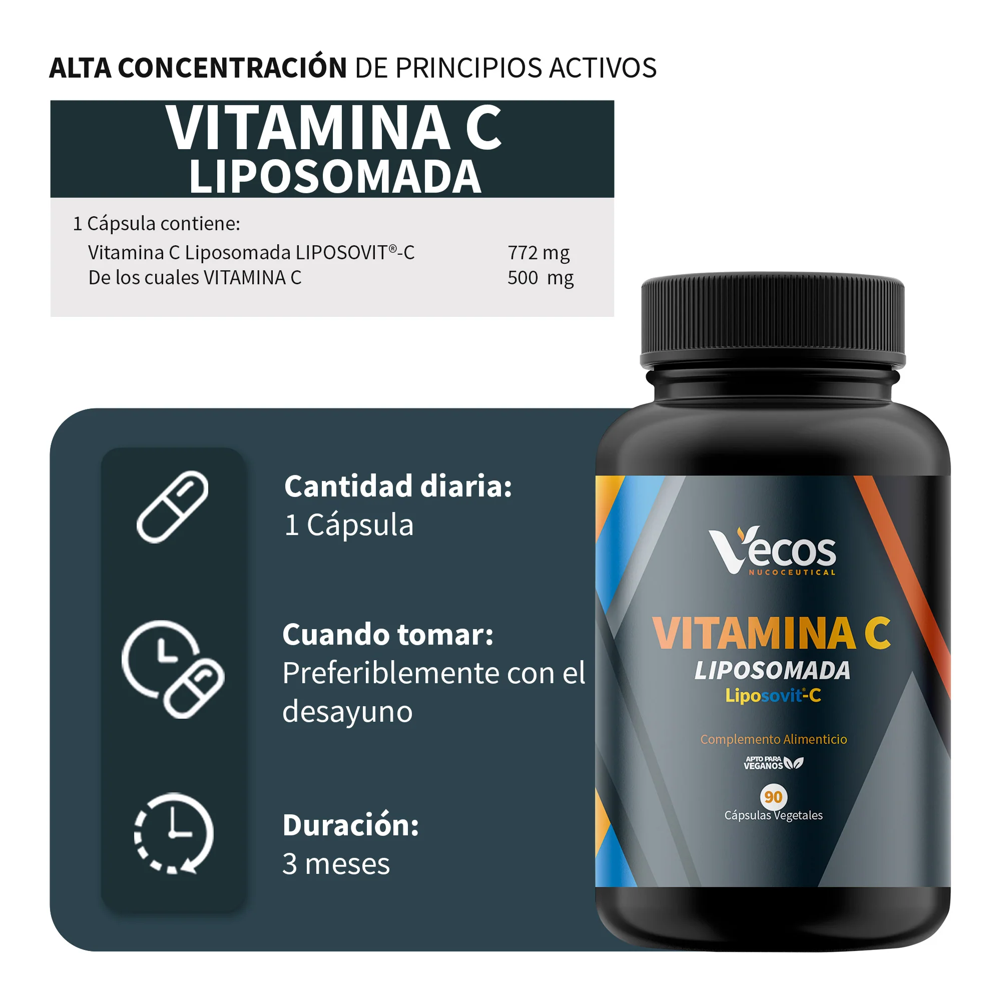 Vitamina C Liposomada Vecos 90 Cápsulas | Sistema Inmune Y Rendimiento Diario - Image 3