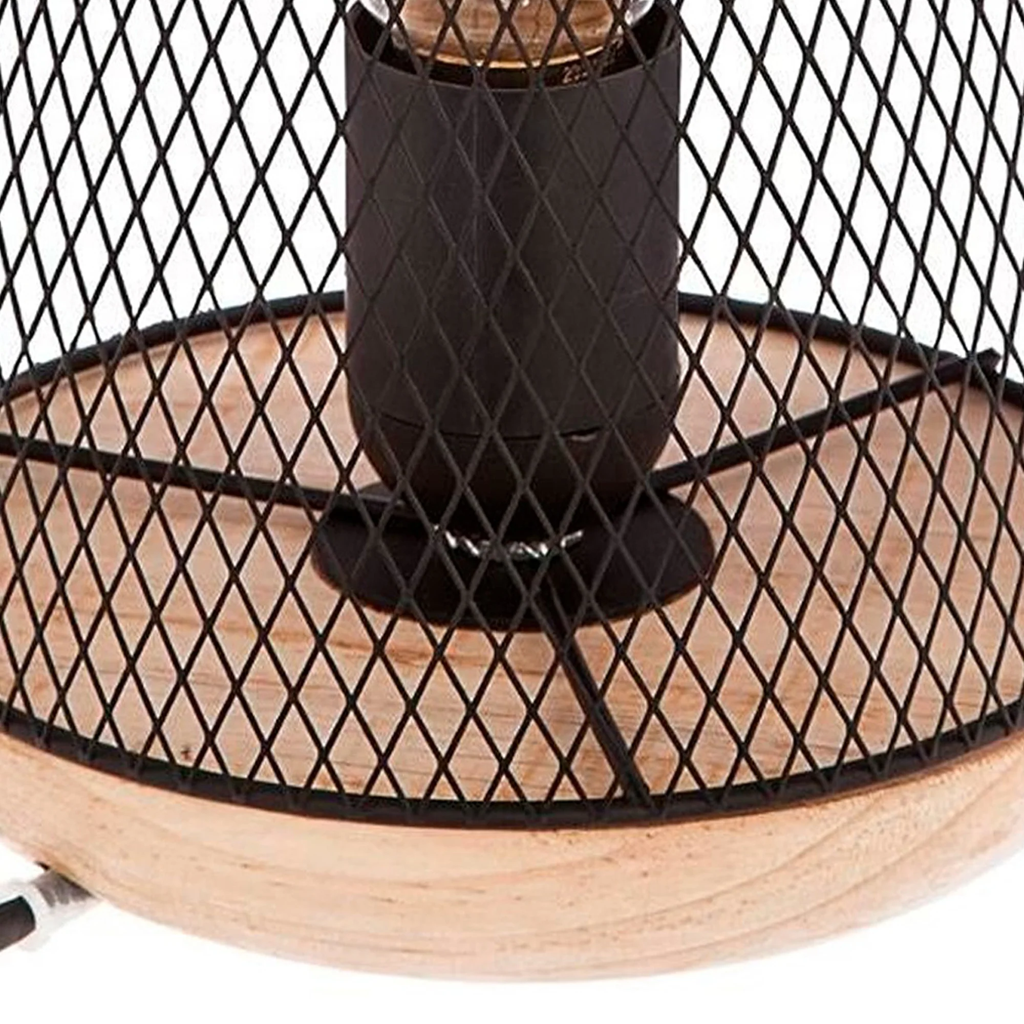 Wellhome Lámpara Metal Madera Negra H.23cm - Image 5