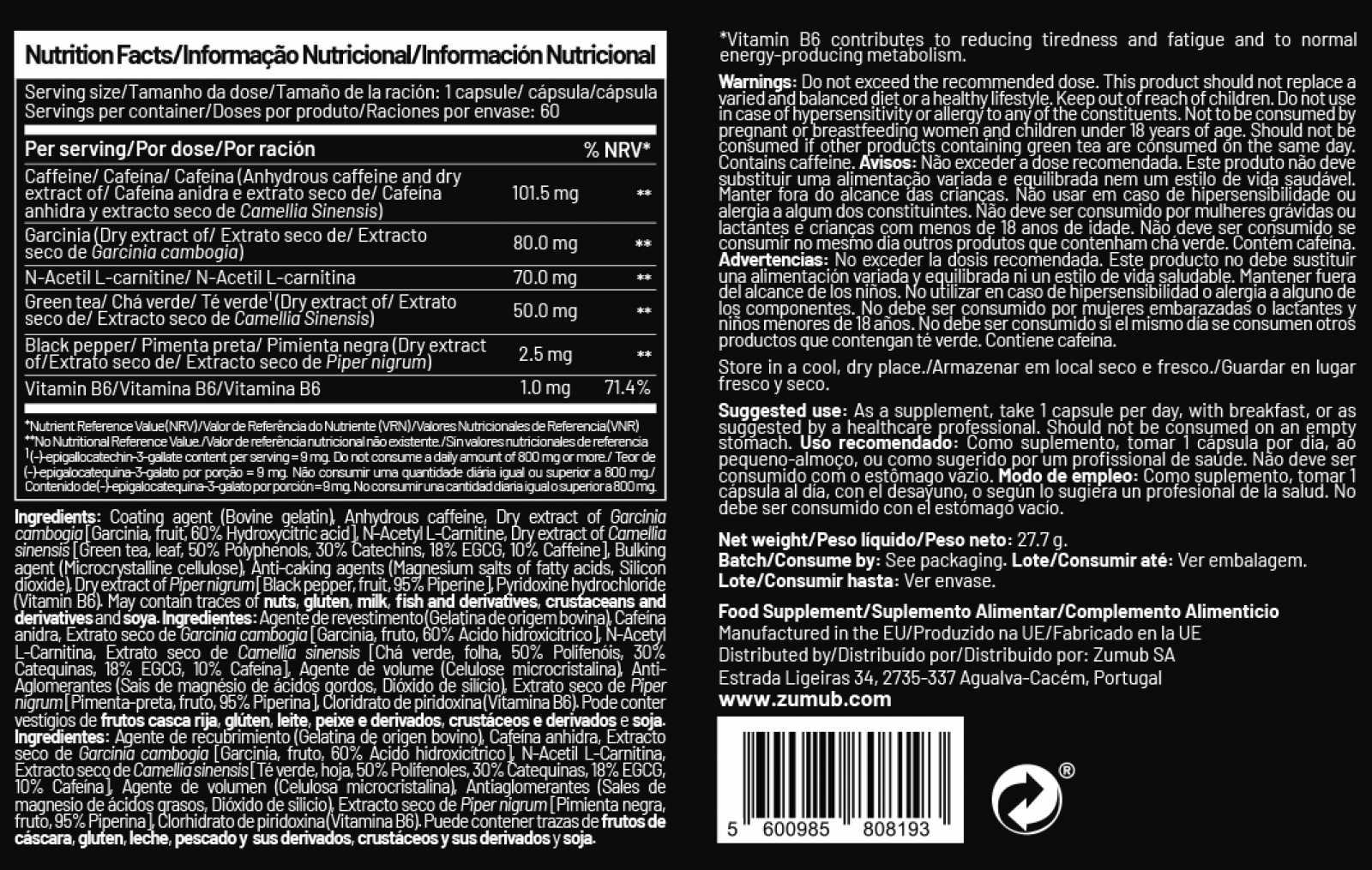 Zumub Fat Burner 60 Capsules - Image 2